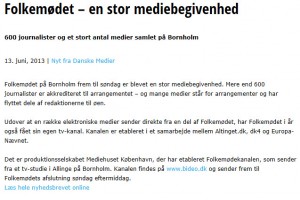Folkemødet – en stor mediebegivenhed